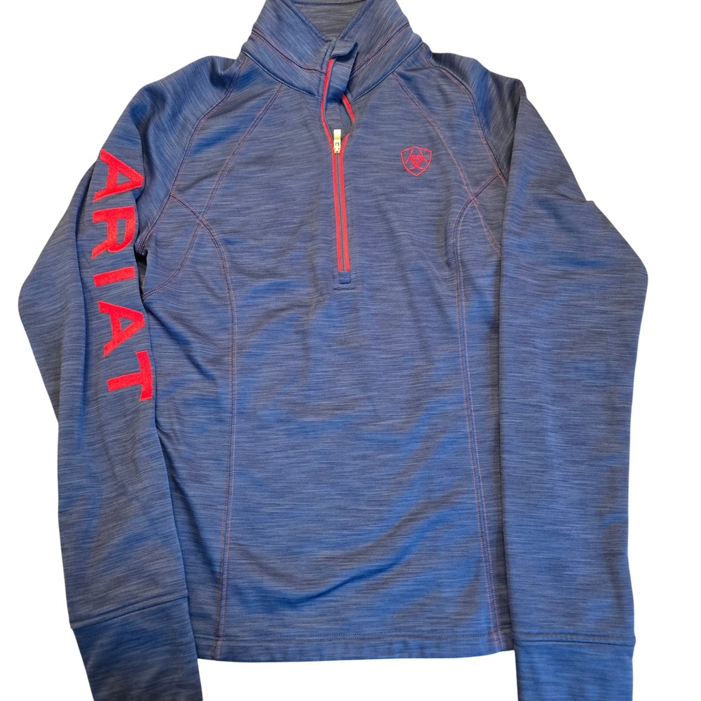 Ariat Womens XS AriatTek Cold Series 1/4 Zip Blue Fleece Pullover 10028323